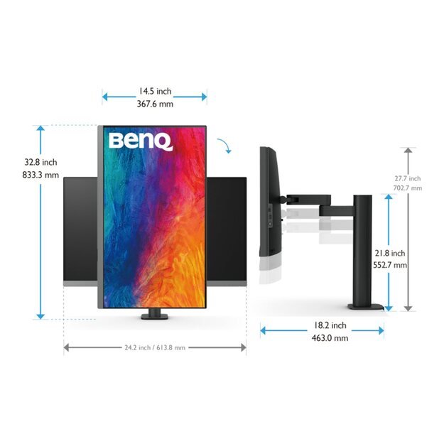 BENQ PD2706UA 27inch 4K IPS P3 Display HDR 400 SRGB REC709 HDMI/DP/USB 3.2/USB-C PD90W Designer monitor