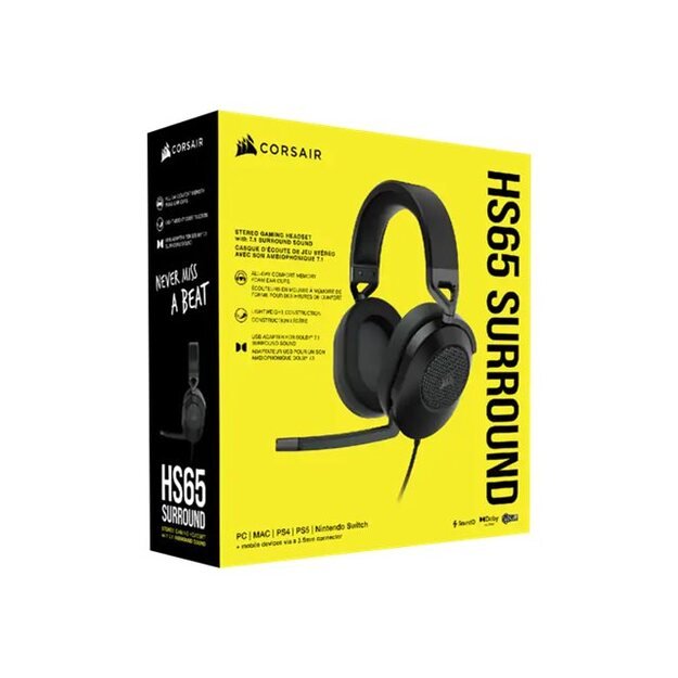 Ausinės CORSAIR HS65 Surround Headset Carbon EU 18