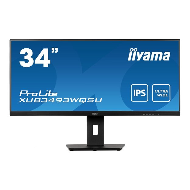 IIYAMA XUB3493WQSU-B5 34inch UW ETE IPS-panel 3440x1440 FreeSync 3000:1 400cd/m2 0.4ms MPRT HDR 2xHDMI 2xDP USB-HUB Speakers