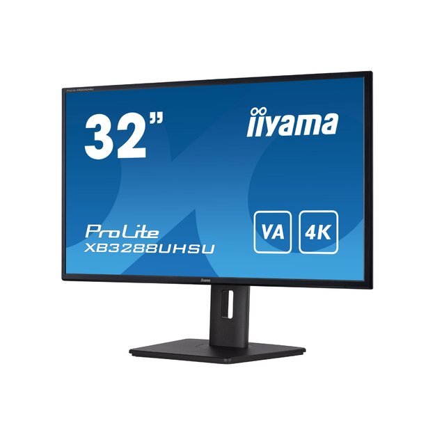 IIYAMA XB3288UHSU-B5 32inch VA 3840x2160 UHD 300cd/m2 3ms FreeSync Speakers DisplayPort 2xHDMI 2xUSB 3.0 15cm Height Adj. Stand