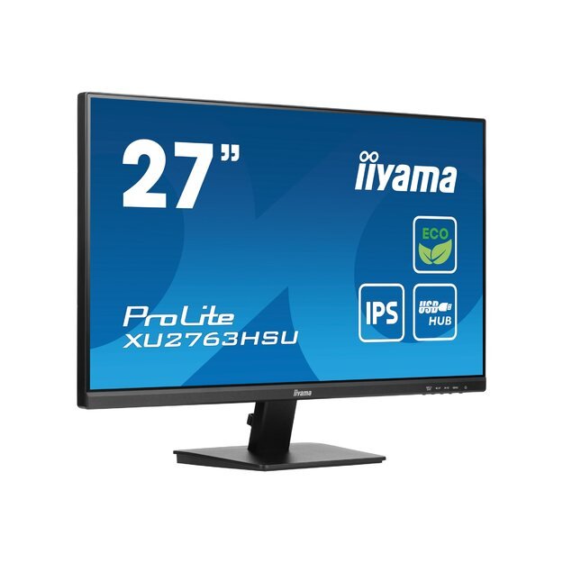 IIYAMA XU2763HSU-B1 27inch ETE IPS EyeComfort/EyeSafe 2.0 FHD 100Hz 250cd/m2 3ms GTG Speakers HDMI DP USB 2x 3.2