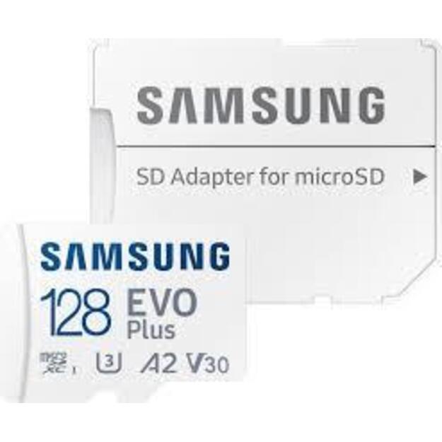 SAMSUNG EVO PLUS microSD 128GB 2024 incl. SD Adapter memory card UHS-I U3 Full HD and 4K UHD 160 MB/s read