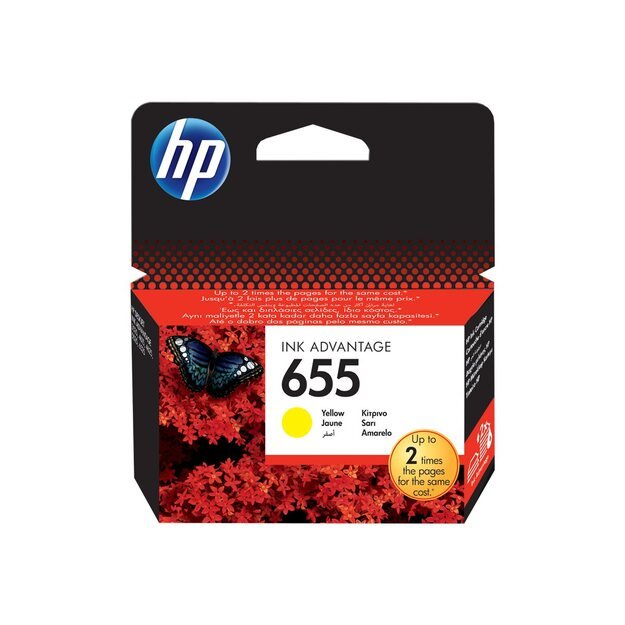 HP 655 ink cartridge yellow standard capacity 600 pages 1-pack