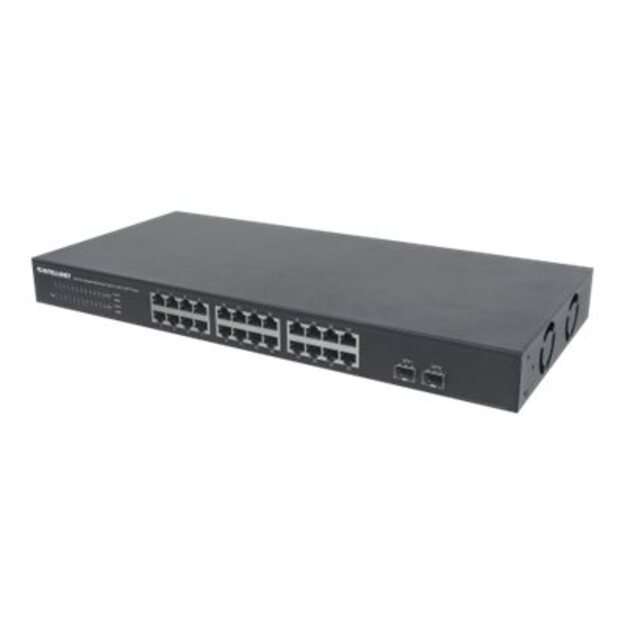 Komutatorius INTELLINET 24-Port Gigabit Ethernet Switch with 2 SFP Ports 24 x 10/100/1000 Mbps RJ45 Ports + 2 x SFP IEEE 802.3az 19inch Rackmount 3