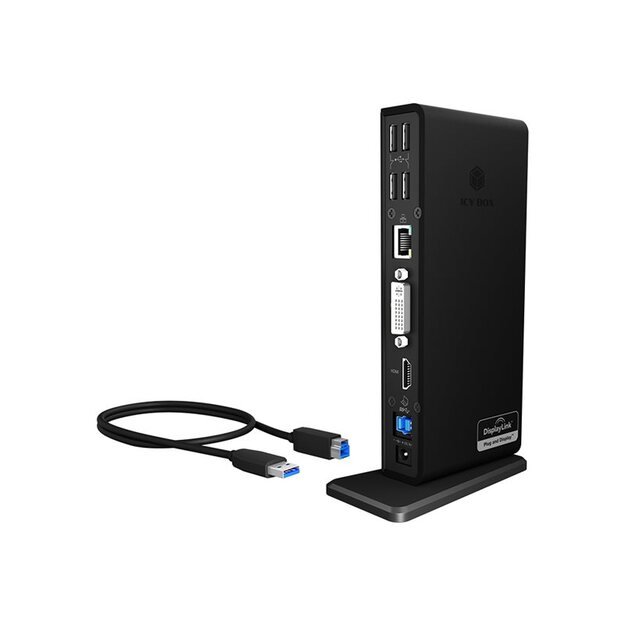 ICYBOX IB-DK2241AC IcyBox Multi Docking Station for Notebooks and PCs, 2x USB 3.0, HDMI, Black