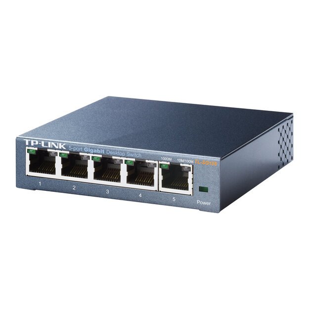 Komutatorius TP-LINK 5-port Metal Gigabit 5 10/100/1000M RJ45 ports supports GMP Snooping QoS Plug and Play metal case