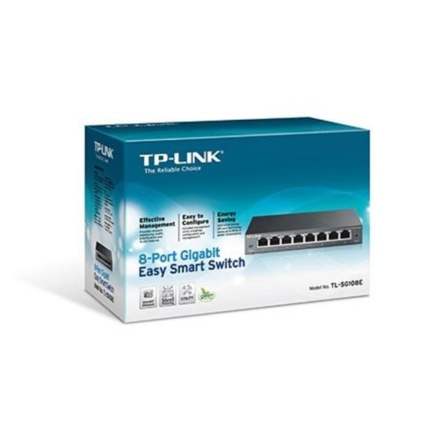 Komutatorius TP-LINK 8-Port Gigabit Easy Smart 8 10/100/1000Mbps RJ45 ports MTU Port Tag-based VLAN QoS IGMP Snooping
