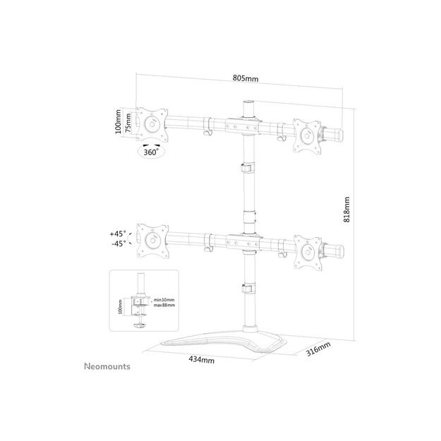 MONITOR ACC DESK MOUNT 10-27 /NM-D335D4BLACK NEOMOUNTS