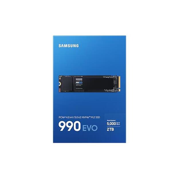 SSD|SAMSUNG|990 EVO|2TB|M.2|PCIe Gen4|NVMe|TLC|Write speed 4200 MBytes/sec|Read speed 5000 MBytes/sec|2.38mm|TBW 1200 TB|MZ-V9E2T0BW