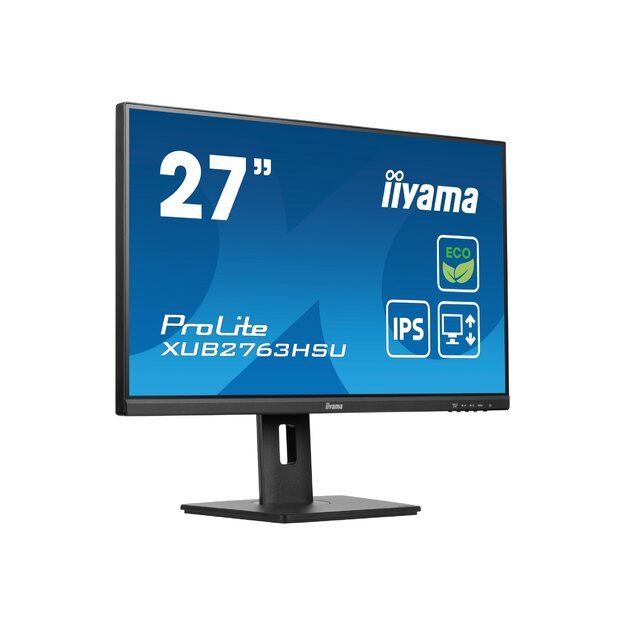 IIYAMA XUB2763HSU-B1 27inch ETE IPS FHD 100Hz 250cd/m2 3ms GTG Speakers HDMI DP USB 2x3.2 FreeSync FreeSync