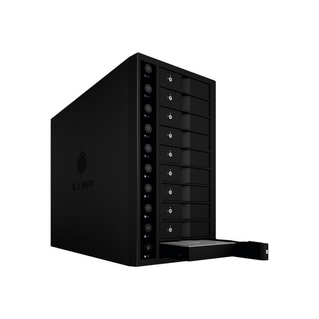 ICYBOX IB-3810-C31 External Enclosure 3.5inch HDD 10bay Case SATA I/II/III USB 3.1 RAID Black