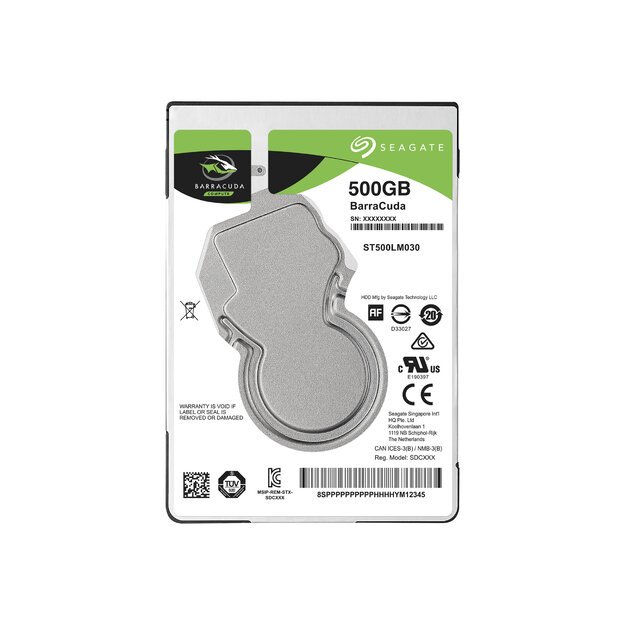 Kietasis diskas vidinis SEAGATE Barracuda 500GB HDD SATA 6Gb/s 5400rpm 2.5inch 7mm height 128Mb cache BLK