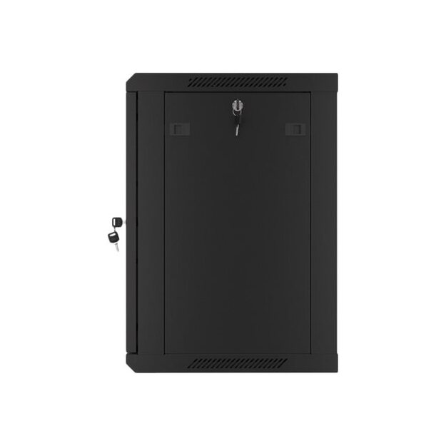 Komutacinė spinta pakabinama LANBERG 12U 600x450 steel doors black flat pack