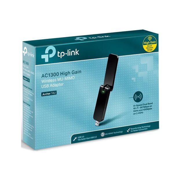 USB belaidžio tinklo adapteris TP-Link AC1200 Dual Band USB3.0 1200Mbps 300Mbps at 2.4Ghz + 900Mbps at 5Ghz WPA2 WPA