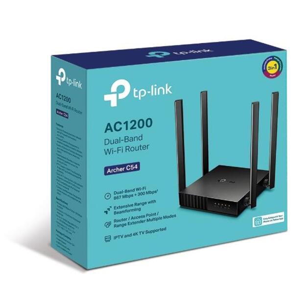 Wireless Router|TP-LINK|Wireless Router|1200 Mbps|1 WAN|4x10/100M|Number of antennas 4|ARCHERC54