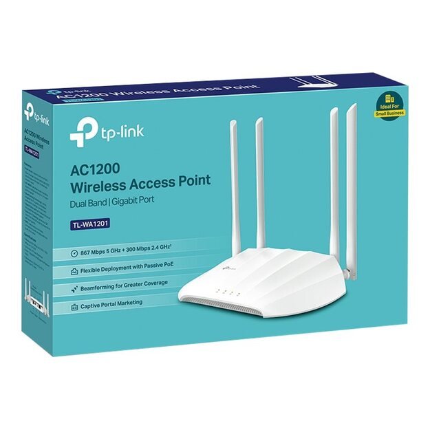 Access Point|TP-LINK|1200 Mbps|IEEE 802.11a|IEEE 802.11b|IEEE 802.11g|IEEE 802.11n|IEEE 802.11ac|1x10/100/1000M|TL-WA1201