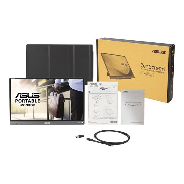 Monitorius ASUS ZenScreen MB16ACE 15.6inch USB Type-C Portable Monitor FHD 1920x1080 IPS Flicker free Low Blue Light TUV certified 9