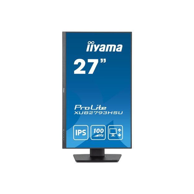 IIYAMA XUB2793HSU-B6 27inch ETE IPS-panel 1920x1080 100Hz 250cd/m 15cm Height Adj. Stand Pivot Speakers HDMI DisplayPort 1ms