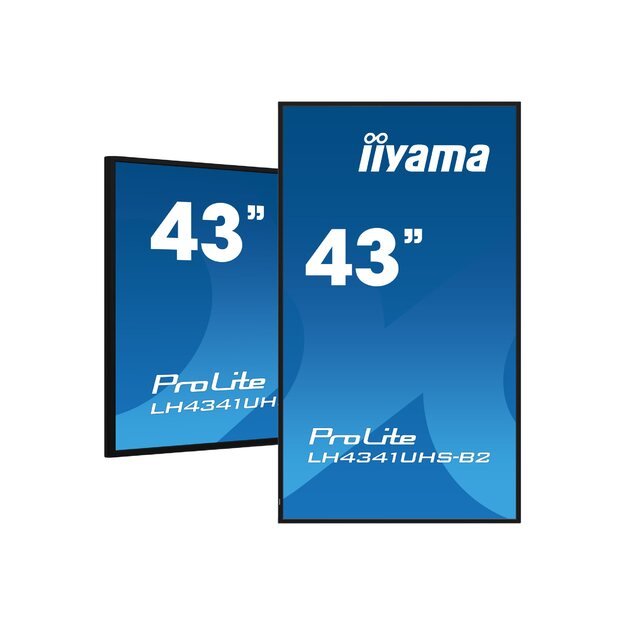 IIYAMA LH4341UHS-B2 43inch 3840x2160 4K UHD IPS panel 1precent Haze Landscape and Portrait mode Speakers 2x 10W VGA 3x HDMI 500cd/m2