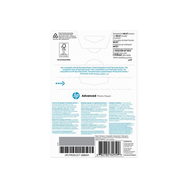 HP Advanced Photo Paper glossy 25sheet 10x15 cm borderless