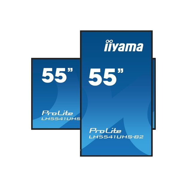 IIYAMA LH5541UHS-B2 55inch 3840x2160 4K UHD IPS panel 1precent Haze Landscape and Portrait mode Speakers 2x 10W VGA 3x HDMI 500cd/m2