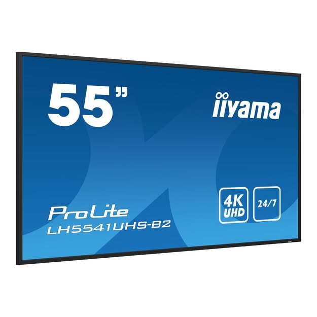 IIYAMA LH5541UHS-B2 55inch 3840x2160 4K UHD IPS panel 1precent Haze Landscape and Portrait mode Speakers 2x 10W VGA 3x HDMI 500cd/m2