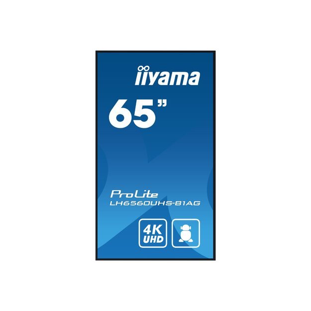 IIYAMA LH6560UHS-B1AG 65inch 3840x2160 UHD VA panel Haze 25perc 500cd/m Landscape and Portrait Wallmount Included