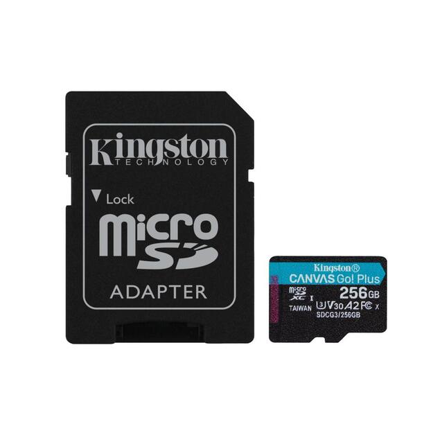 Atminties kortelė su adapteriu KINGSTON 256GB microSDXC Canvas Go Plus 170R A2 U3 V30 Card + ADP