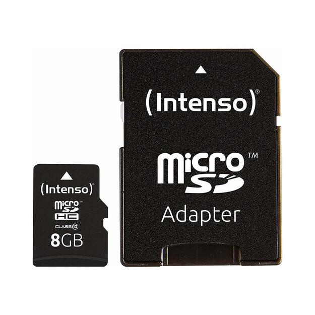Atminties kortelė su adapteriu MEMORY MICRO SDHC 8GB C10/W/ADAPTER 3413460 INTENSO
