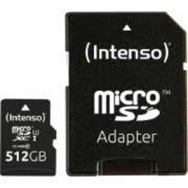 Atminties kortelė su adapteriu MEMORY MICRO SDXC 512GB UHS-I/W/ADAPTER 3423493 INTENSO