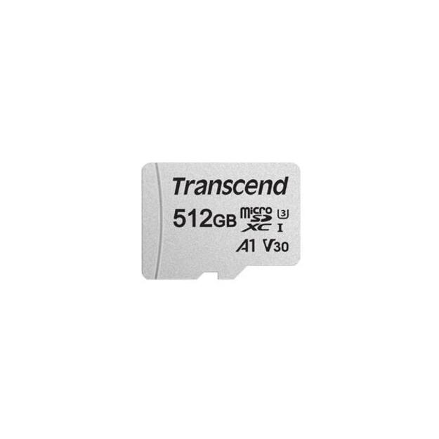 Atminties kortelė su adapteriu MEMORY MICRO SDXC 512GB W/A/TS512GUSD300S-A TRANSCEND