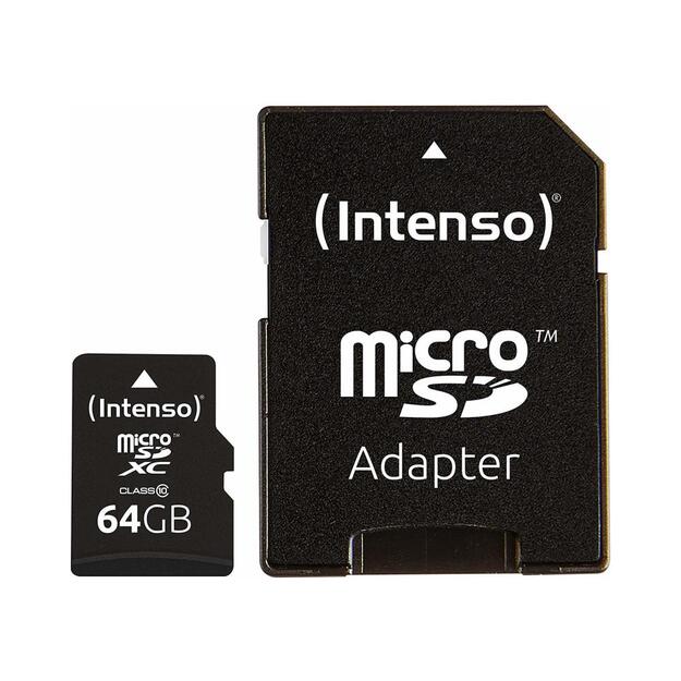 Atminties kortelė su adapteriu MEMORY MICRO SDXC 64GB C10/W/ADAPTER 3413490 INTENSO