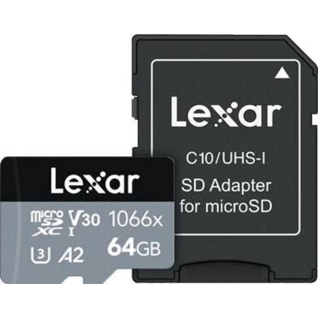 Atminties kortelė su adapteriu MEMORY MICRO SDXC 64GB UHS-I/W/A LMS1066064G-BNANG LEXAR
