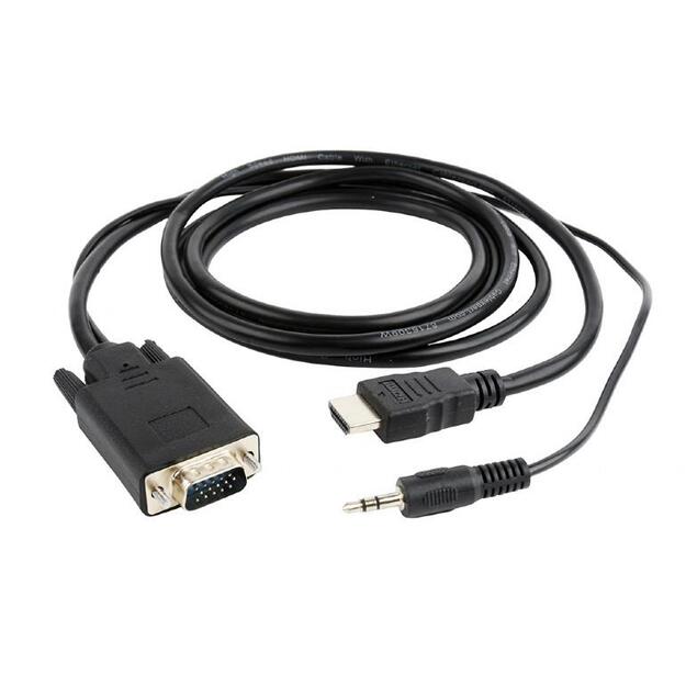 Vaizdo kabelis HDMI-VGA +3.5MM/1.8M A-HDMI-VGA-03-6 GEMBIRD