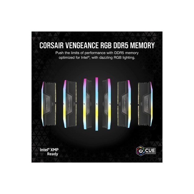 CORSAIR VENGEANCE RGB 32GB 2x16GB DDR5 6000MT/s DIMM Unbuffered 36-44-44-96 Std PMIC XMP 3.0 Black Heatspreader PCB 1.4V