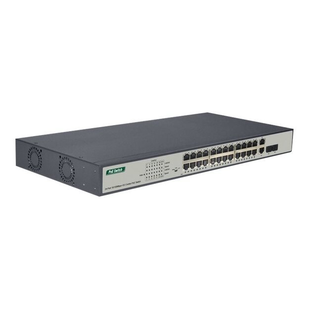 DIGITUS 24-port Fast Ethernet PoE Switch + 2G Combo TP / SFP 390W rack-mountable