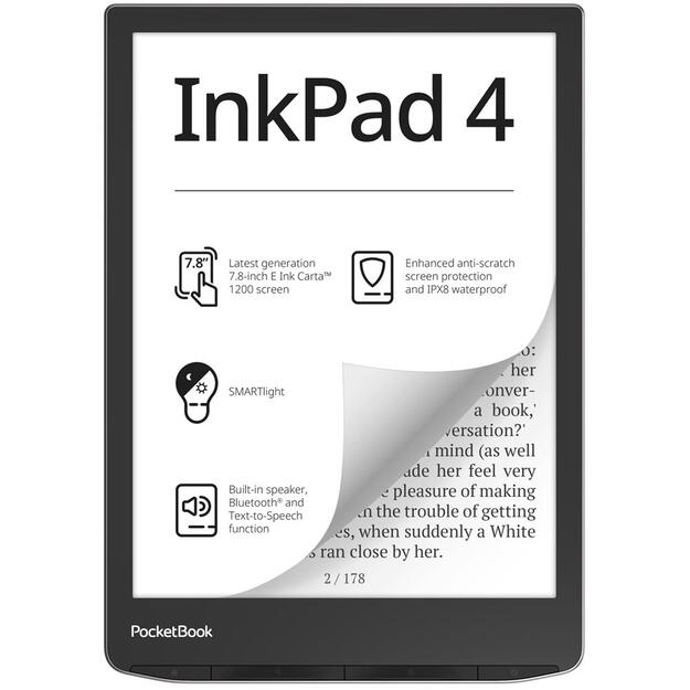 E-Reader|POCKETBOOK|InkPad 4|7.8 |1872x1404|1xAudio-Out|1xUSB-C|Micro SD|Wireless LAN|Bluetooth|PB743G-U-WW