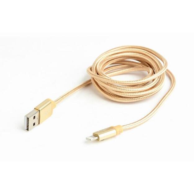 GEMBIRD CCB-mUSB2B-AMLM-6-G Gembird USB to 8-pin cable, cotton braided, metal connectors, 1.8m, gold