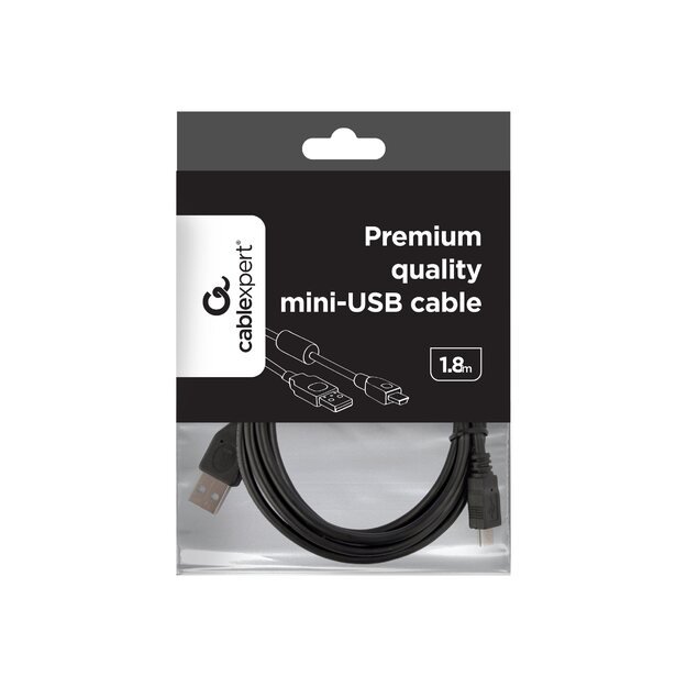 GEMBIRD CCF-USB2-AM5P-6 Gembird USB 2.0 A- MINI 5PM 1,8m cable with ferrite core