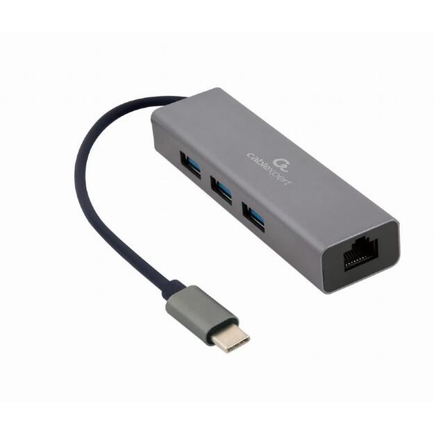 Tinklo adapteris USB-C LAN RJ45 USB HUB A-CMU3-LAN-01 GEMBIRD