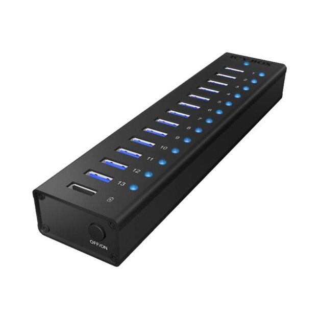 ICYBOX IB-AC6113 IcyBox 13 Port USB 3.0 Hub with USB charge port, Black