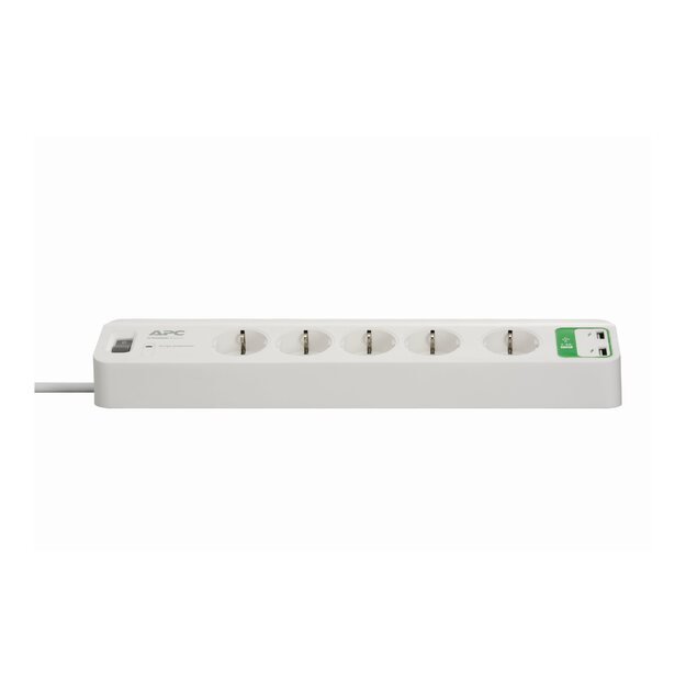 Ilgiklis su apsauga nuo viršįtampio APC Essential SurgeArrest 5 outlets with 5V 2.4A 2 port USB charger 230V Germany