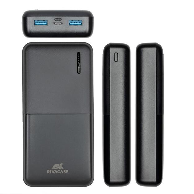Išorinė baterija USB 20000MAH/VA2572 BLACK RIVACASE