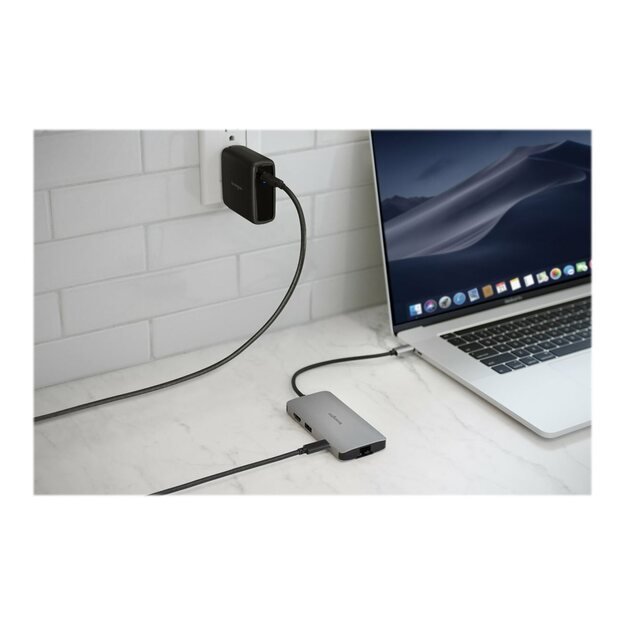 KENSINGTON 100W USB-C GaN Charger for USB-C Power Passthrough Mobile Docking Stations & Hubs - EU Plug