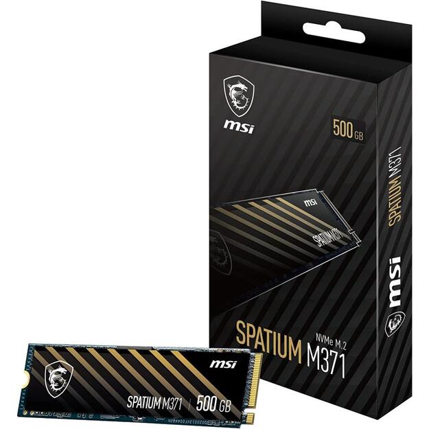 Kietasis diskas (SSD) vidinis SSD|MSI|SPATIUM M371|500GB|M.2|PCIE|NVMe|3D NAND|Write speed 1150 MBytes/sec|Read speed 2200 MBytes/sec|2.15mm|TBW 110 TB|MTBF 1500000 hours|S78-440K160-P83