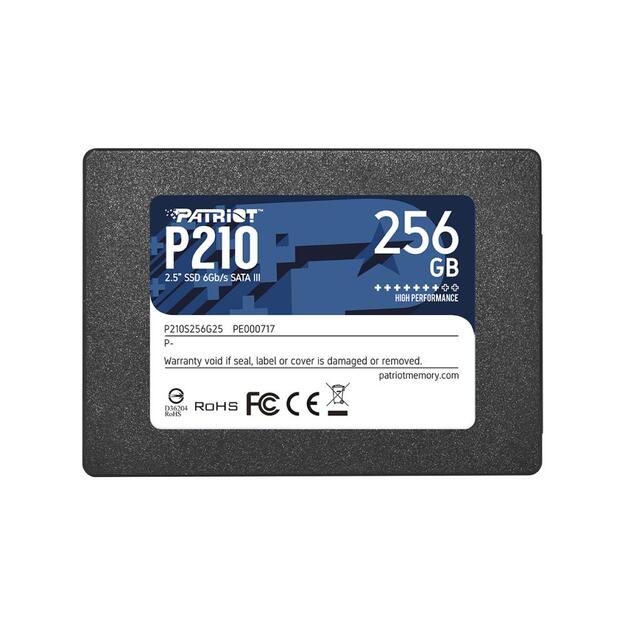 SSD|PATRIOT|P210|256GB|SATA 3.0|Write speed 400 MBytes/sec|Read speed 500 MBytes/sec|2,5 |TBW 120 TB|P210S256G25