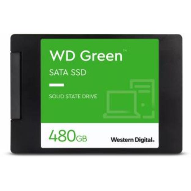 Kietasis diskas (SSD) vidinis SSD|WESTERN DIGITAL|Green|480GB|SATA 3.0|SLC|Read speed 545 MBytes/sec|2,5 |MTBF 1000000 hours|WDS480G3G0A
