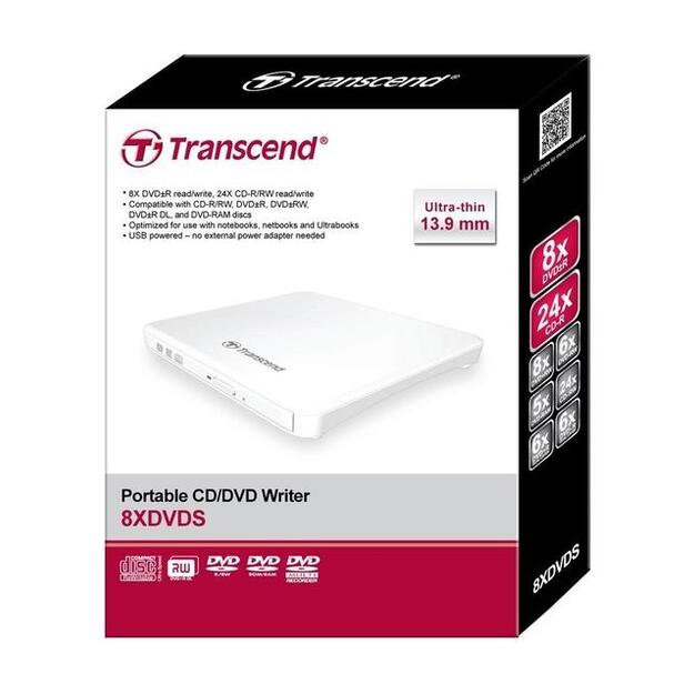 DVD RW USB2 8X EXT WHITE RTL/TS8XDVDS-W TRANSCEND