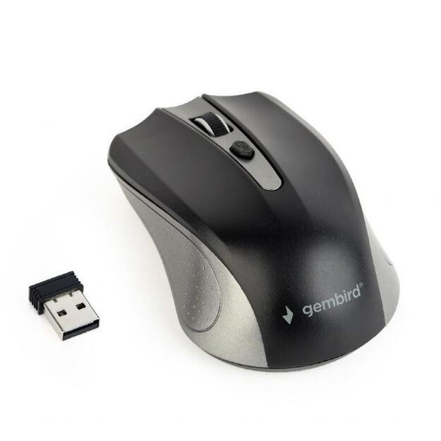 Kompiuterinė pelė belaidė GEMBIRD MUSW-4B-04-GB Gembird Wireless optical mouse MUSW-4B-04-GB, 1600 DPI, nano USB,spacegrey/black