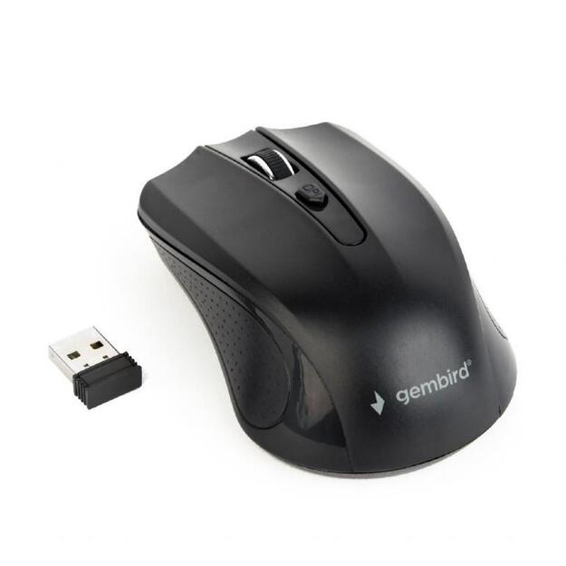 Kompiuterinė pelė belaidė GEMBIRD MUSW-4B-04 Gembird Wireless optical mouse MUSW-4B-04, 1600 DPI, nano USB, black